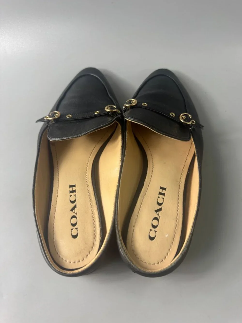 Authentic Coach Irene Black Leather Mule, Size 7.5 B